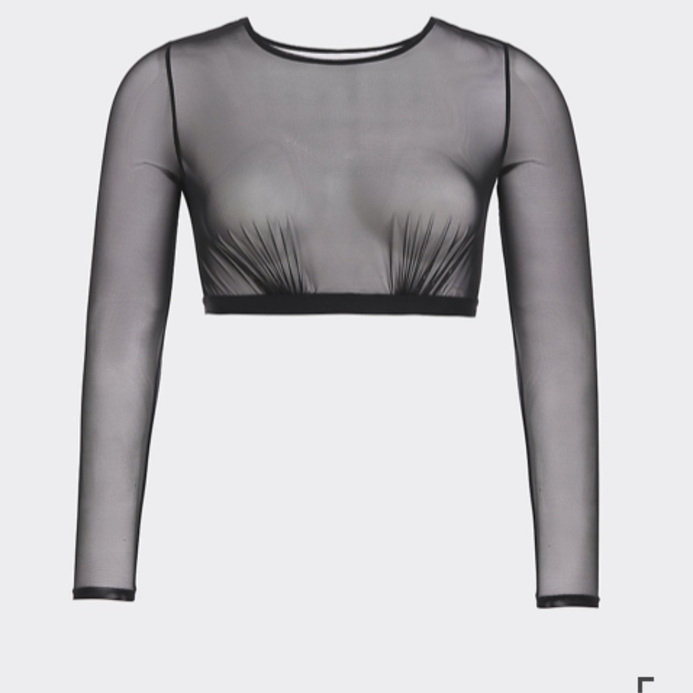 TORRID BLACK MESH UNDER-IT-ALL CROP TOP - Picture 4 of 5